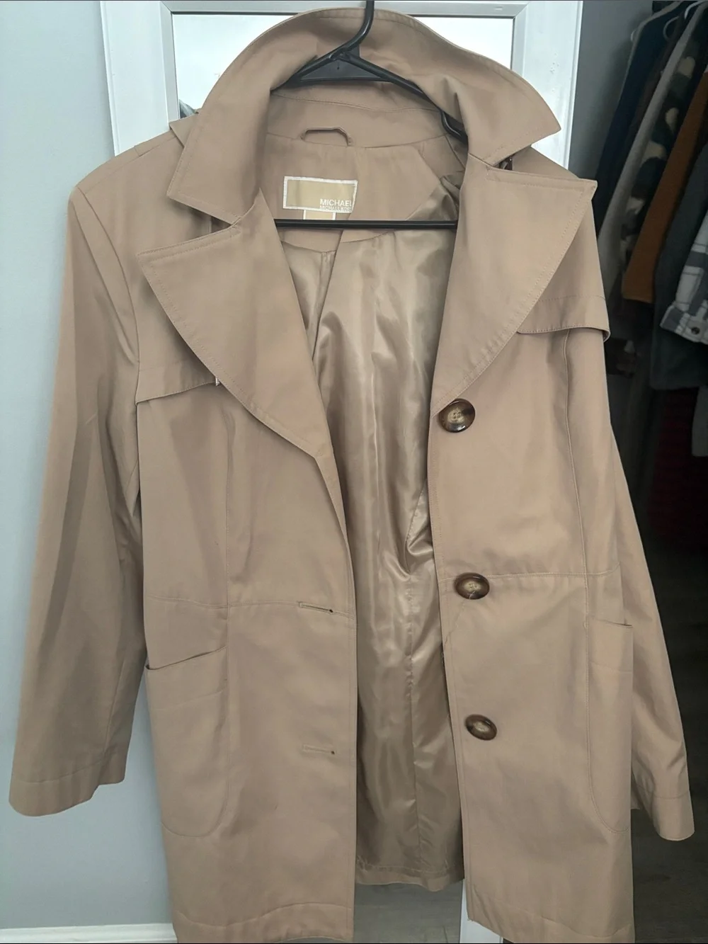 Michael Kors Beige Tan Trench Coat with Button Front